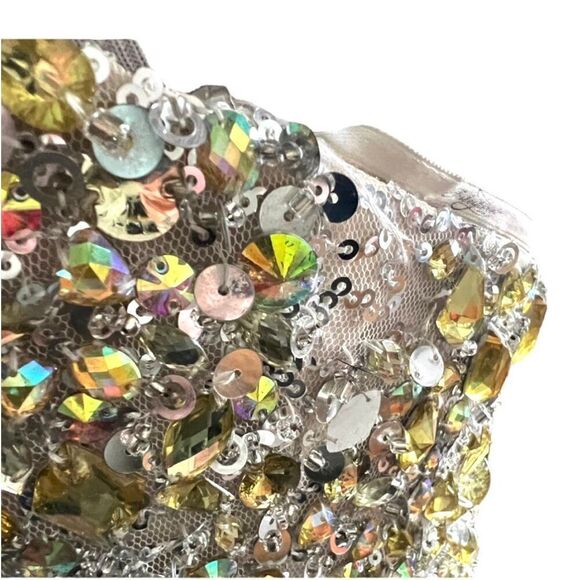 Womens Fabuluxe Couture Champagne & Gold Strapless Hand Beaded Fit Dress Gown XL - Picture 3 of 5